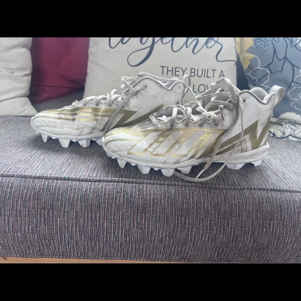 adidas Gold and White Athletic Shoes Mens cleats